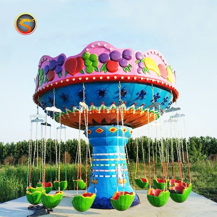 Kid Attraction Theme Amusement Park Equipment Rotating Fruit Watermelon Merry Go Round Carousel Flying Chair Swing Ride