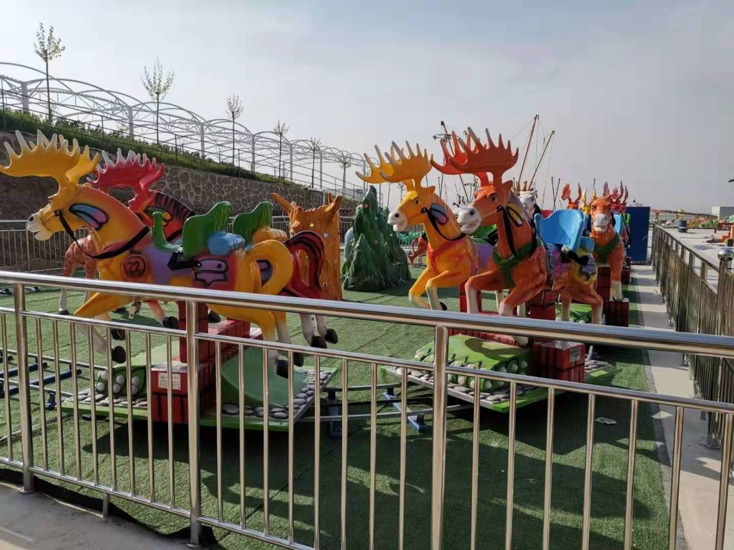 Popular kids outdoor track train games kids electric ride on happy horse train ride for sale