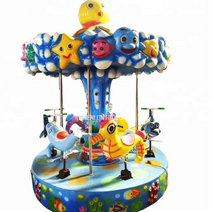 Amusement Park Kiddie Ride Indoor Game 6 Seaters Mini Carousel Small Kids Carousel