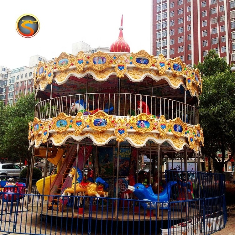 china best selling amusement park kids products grand double decker carousel horse kids ride merry go round for sale