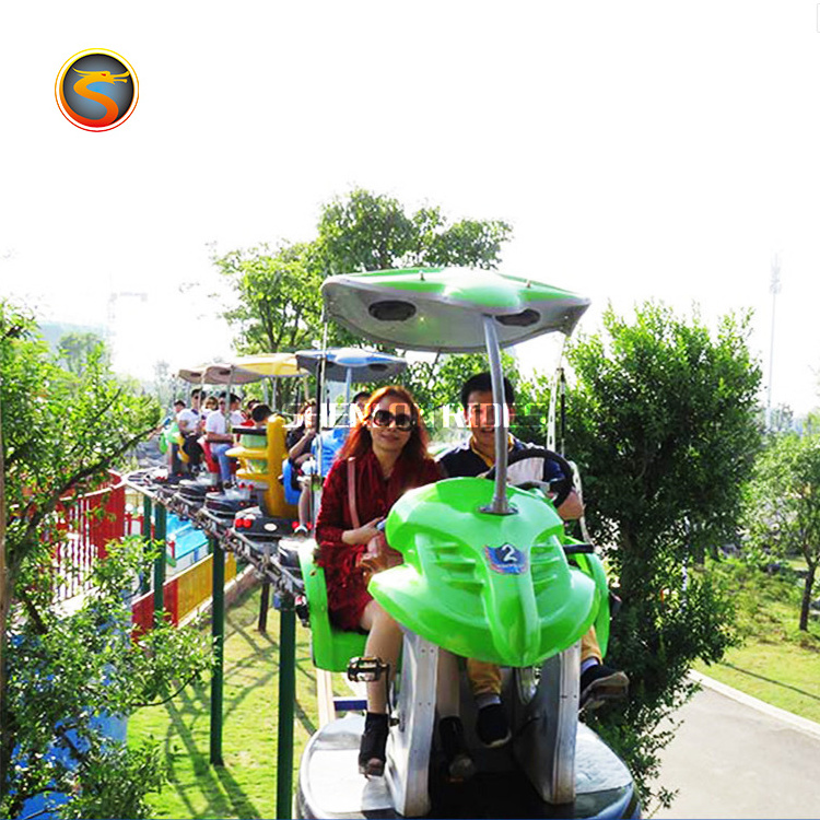 Hot sale amusement park track bicycle electric monorail sky bike rotating pedal train sky bike ride space walk for sale