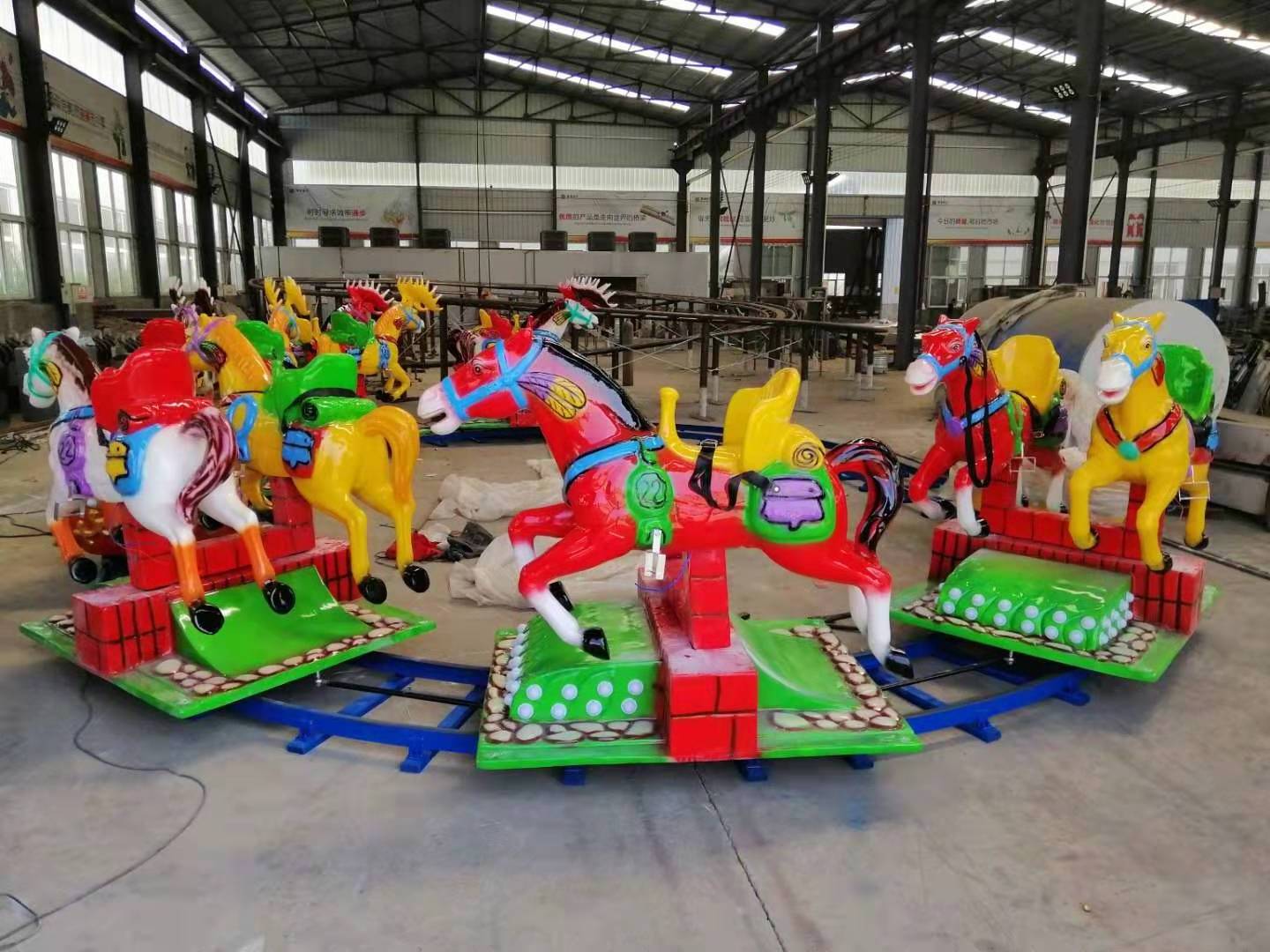 Popular kids outdoor track train games kids electric ride on happy horse train ride for sale