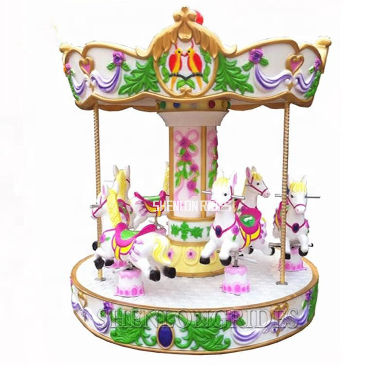 Amusement Park Kiddie Ride Indoor Game 6 Seaters Mini Carousel Small Kids Carousel