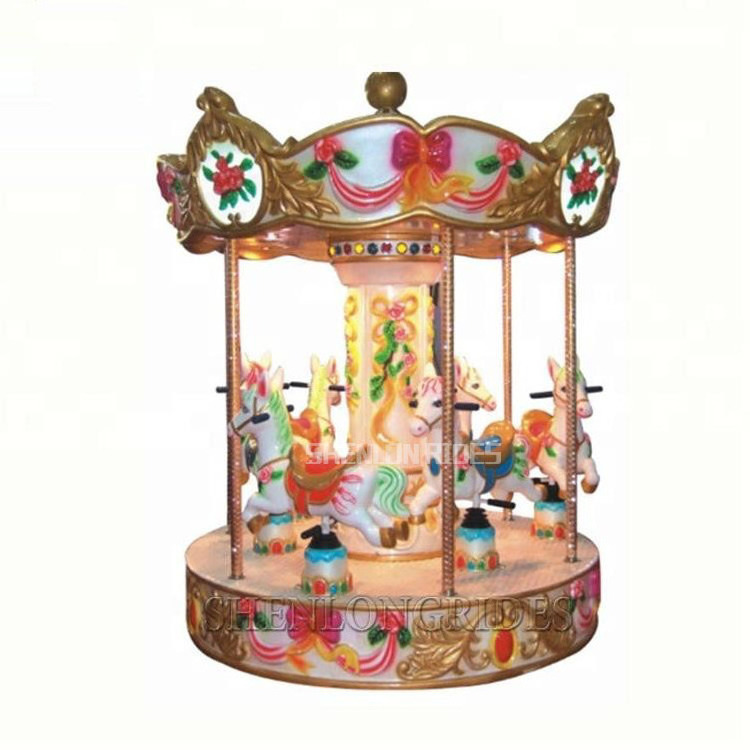 Amusement Park Kiddie Ride Indoor Game 6 Seaters Mini Carousel Small Kids Carousel