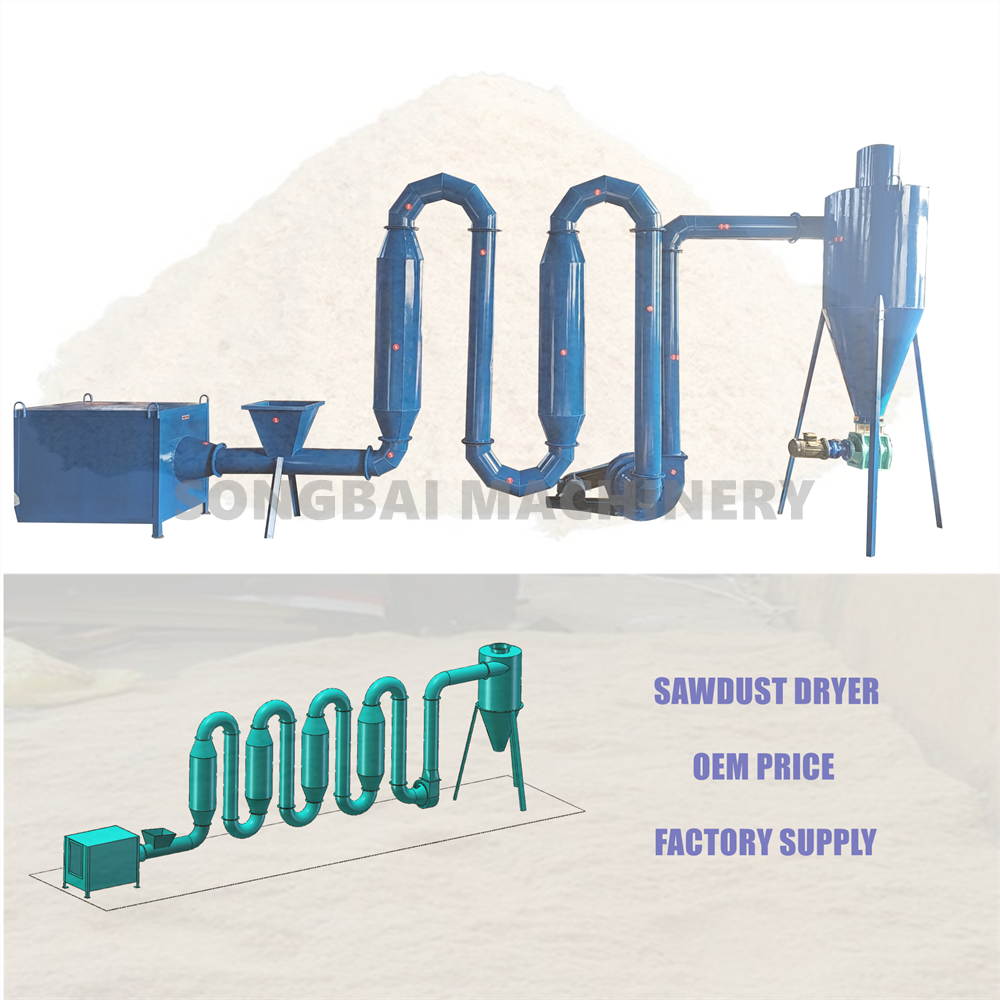 Wood Pellet Production Line Drying Equipment Hot Airflow Pipe Dryer Wood Sawdust Rotary Airflow Dryer Drying Machine