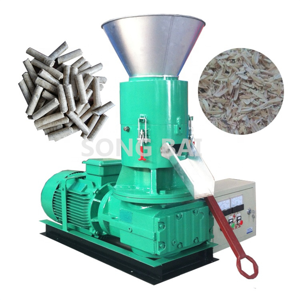 100-150 kg/h Small Olive Tree Firewood Pellet Machine Sawdust Pelletizer Flat Die Wood Pellet Production Making Machine