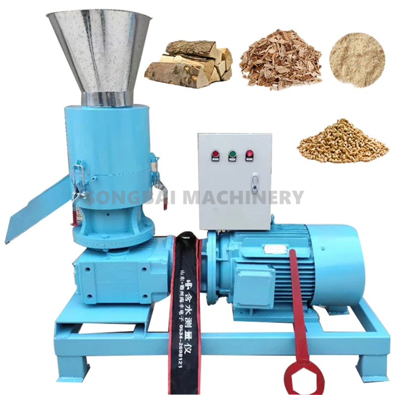 100-150 kg/h Small Olive Tree Firewood Pellet Machine Sawdust Pelletizer Flat Die Wood Pellet Production Making Machine