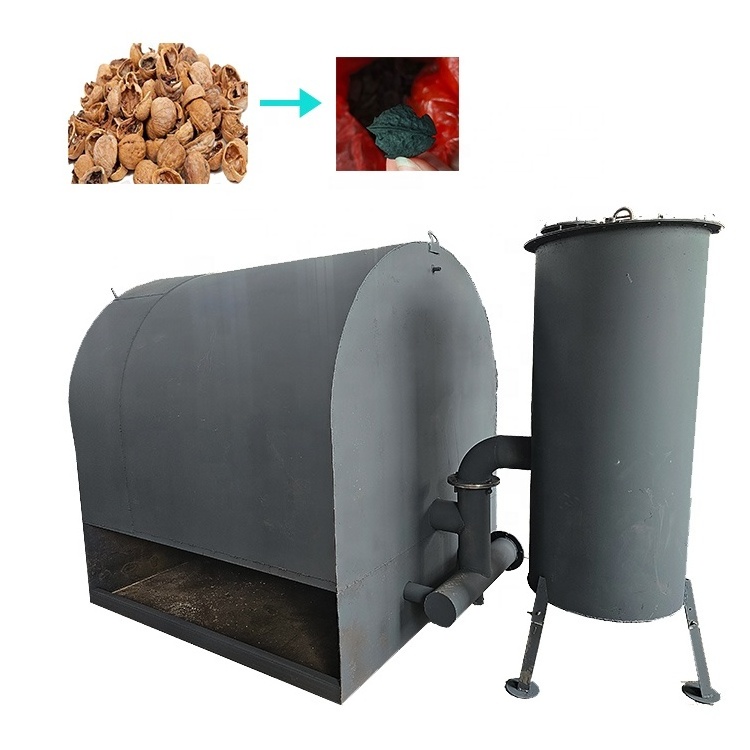 Wood Airflow Hardwood Continuous Coconut Shell Biochar Charcoal Carbonization Stove Furnace Retort Kiln Biochar Making Machine