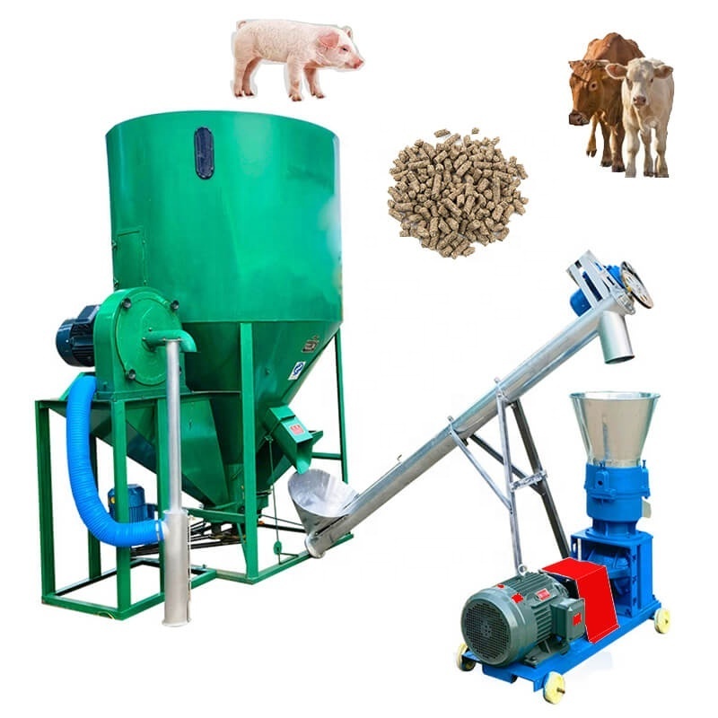 Automatic Vertical Feed Mixer 500kg 1000kg Feed Machine Grinder Mixer Animal Poultry Livestock Feed Making Machine Mixer Grinder