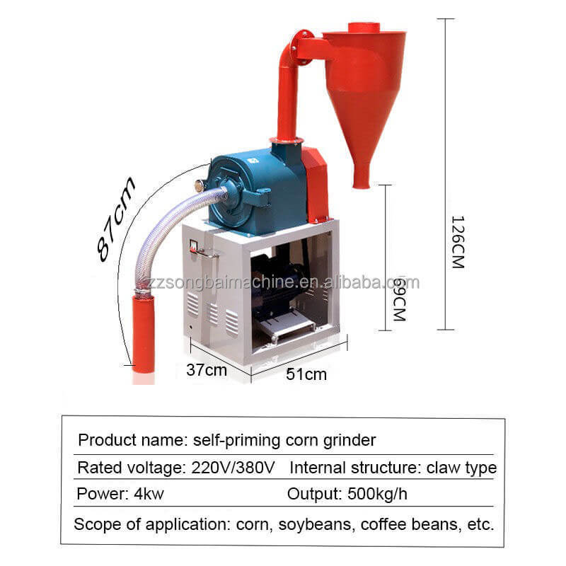 Corn Bean Grain Mill Grinder/Maize Milling Machine Self-Priming Flour Mill Soybean Disk Hammer Mill Crushing Feed Grinder