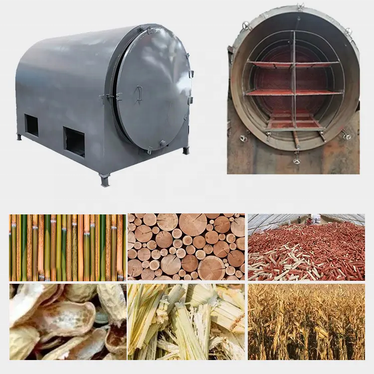 500kg Smokeless Dust Rice Hull Carbonization Furnace Charcoal Making Machine Biochar Carbonizing Kiln