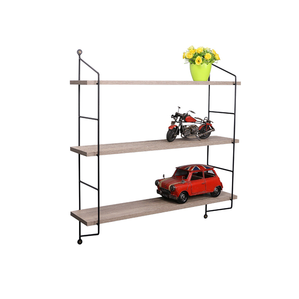 Hot sell home furniture shelves nordic three layer iron wire frame wall mounted floating shelf