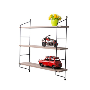 Hot sell home furniture shelves nordic three layer iron wire frame wall mounted floating shelf