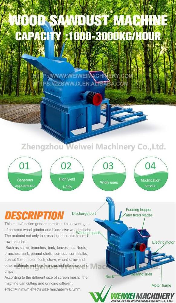 Weiwei china factory direct sale  forestry buy garden shredder wood waste agriculture waste crusher grinder for biamass machine