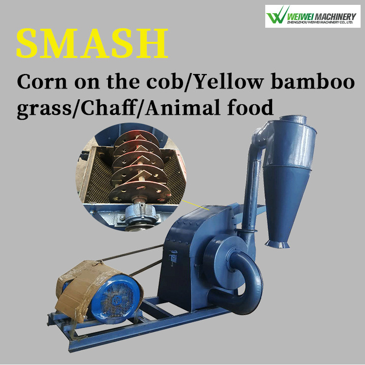 Weiwei maize corn hammer mill 800-1500kg/h crusher feed processing maize corn soybean bran nut shell grinder machines