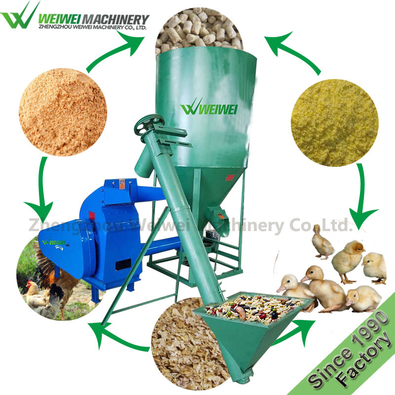 Zhengzhou weiwei livestock vertical feed mixer poultry grain grinder and