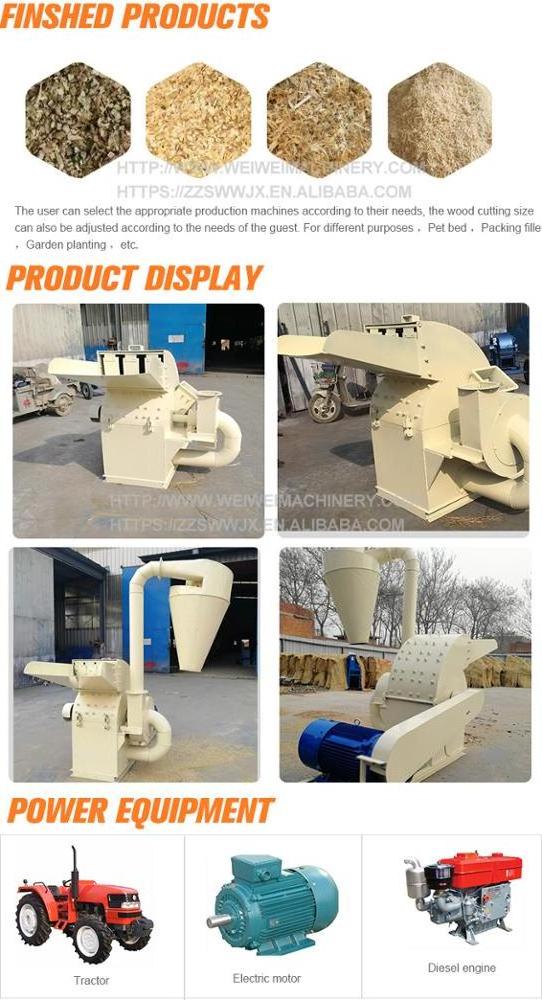 Weiwei machine 50 hp diesel engine 30-37kwrwood chipper malaysia  plywood frame planer sawdust making machinery