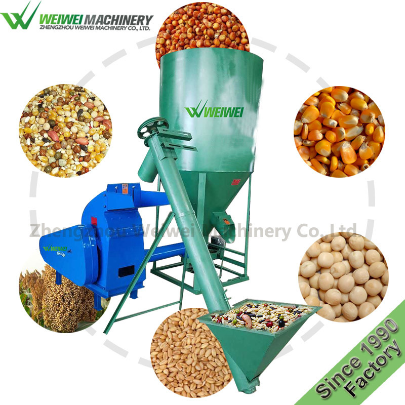 Zhengzhou weiwei livestock vertical feed mixer poultry grain grinder and