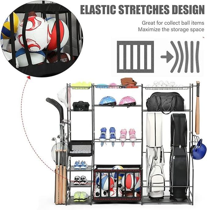 High-end customization Golf Bag Storage Garage Organizer sports organizer  Large Storage Rack for Garage,Holds golf clubs,balls