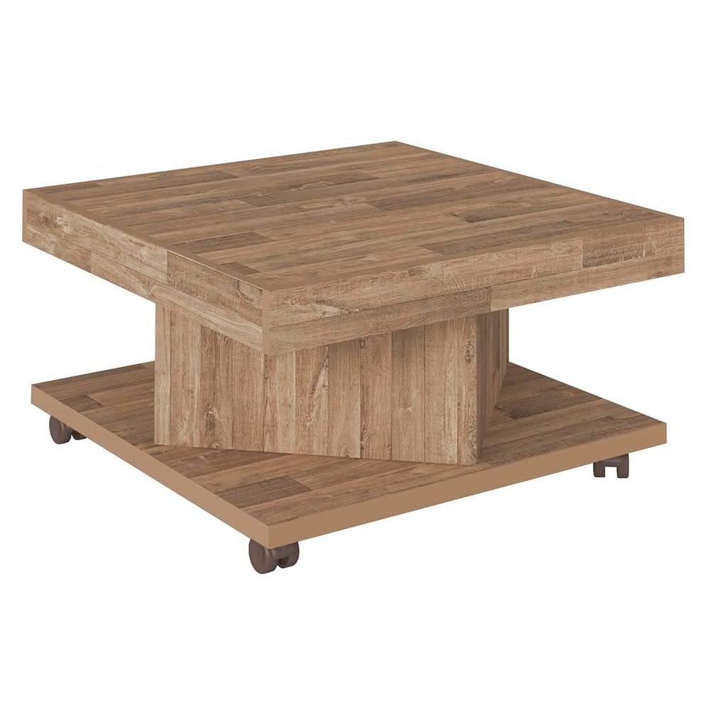 2024 latest best price   Square Coffee Table with Casters Mdf Coffee Table, Rustic Brown , living room furniture