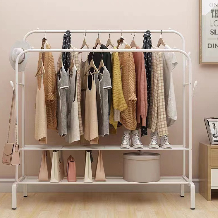 Freestanding Iron Industrial Bedroom Clothes Storage Portable Metal Stand Coat Rack