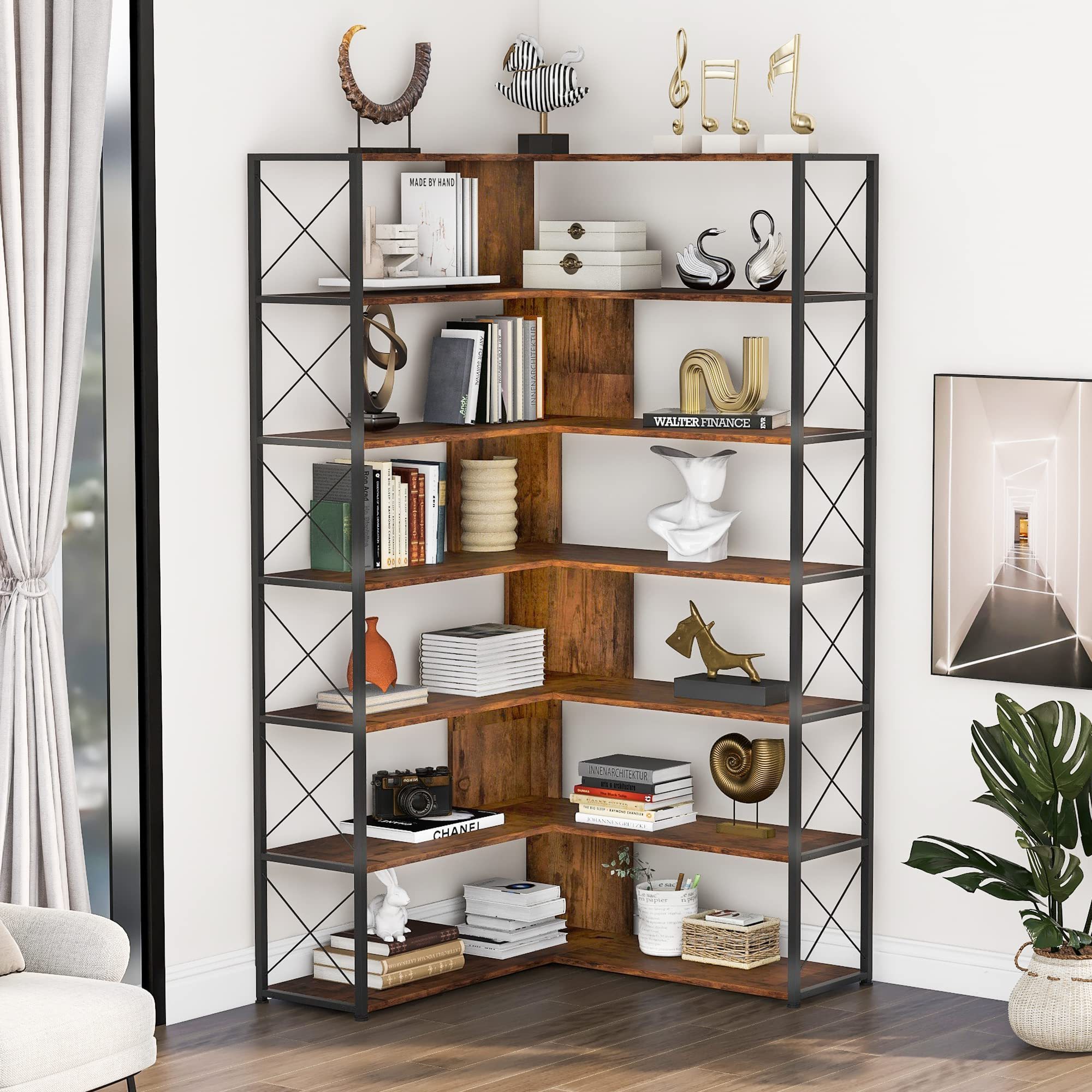 Wholesale Hot Sale New Arrival Wooden  Vintage Bookshelf Of Household Industrial Standing Storage Racks Bookcase