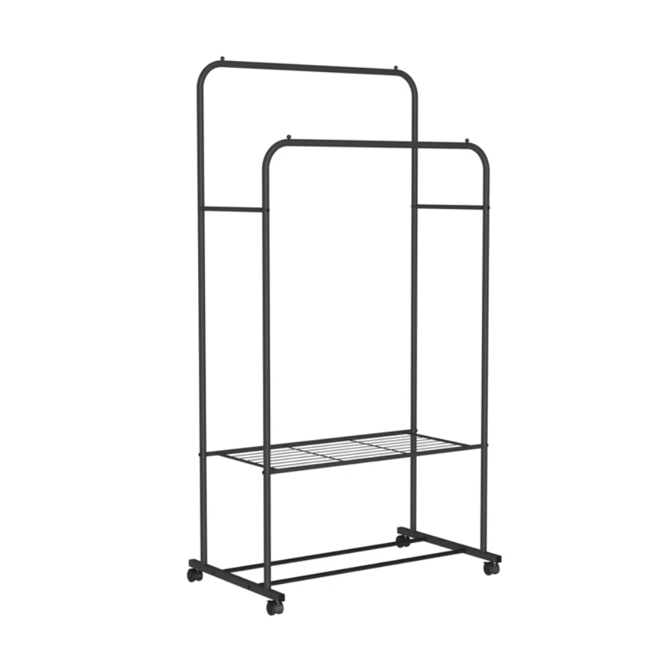 best selling oem high quality clothes stands and shoe racks metal lightweight  garment rack coat stand with shelf storage