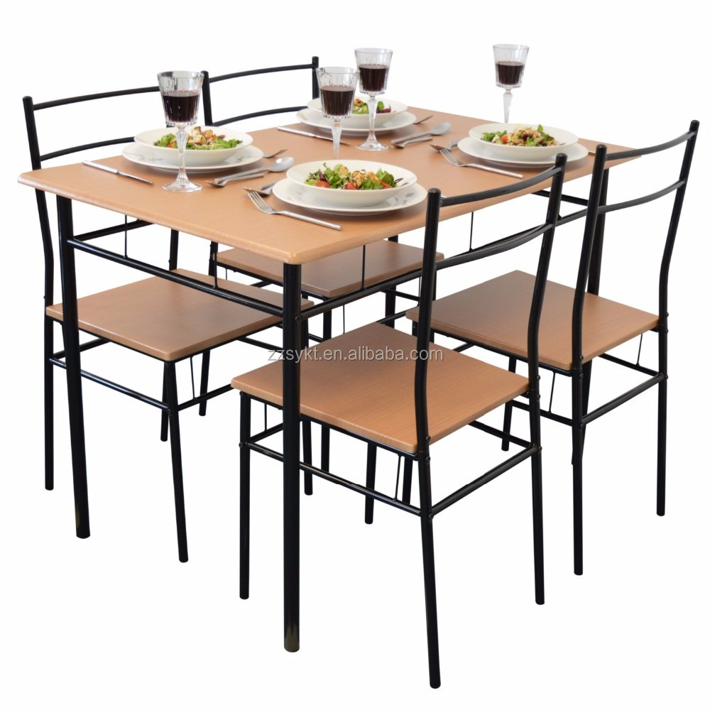 Wood kitchen dining room furniture dining table 4 chairs set wholesale