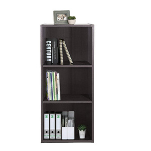 Open Wood Bookshelf Cabinet 3-story Display Bookcase Modern Wooden Storage Small Side Table