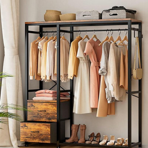 Wholesale Heavy Duty  Industrial Clothing Racks with Shelves Fabric Drawers/Hooks,  Hanging Rods, Freestanding Closet Organizer