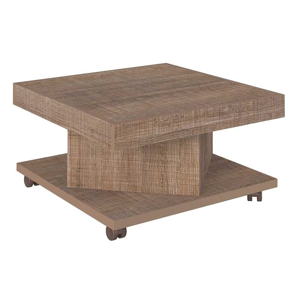 2024 latest best price   Square Coffee Table with Casters Mdf Coffee Table, Rustic Brown , living room furniture