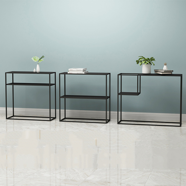 Entrance Hall Small Black Rectangular Narrow Living Room Entry Entryway Hallway Display Rack Shelf Console Table