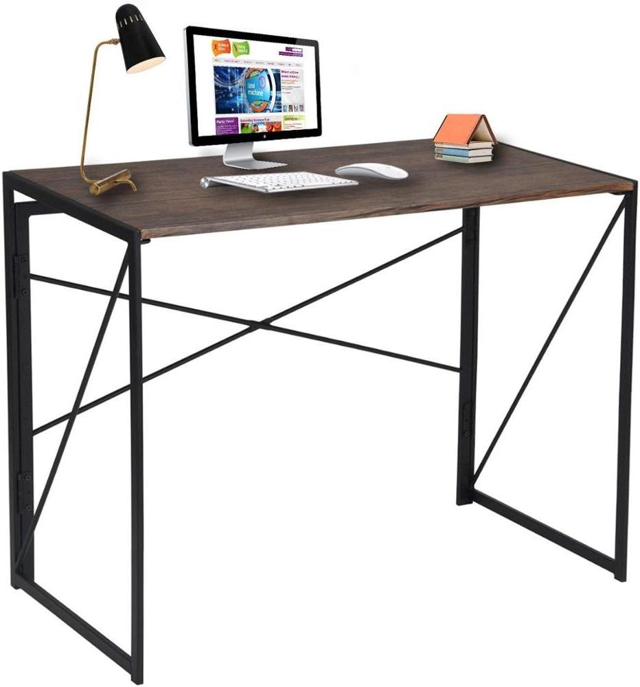 Writing Computer Desk Modern Simple Study Desk Industrial Style Folding Laptop Table for Home Office Brown Notebook Desk