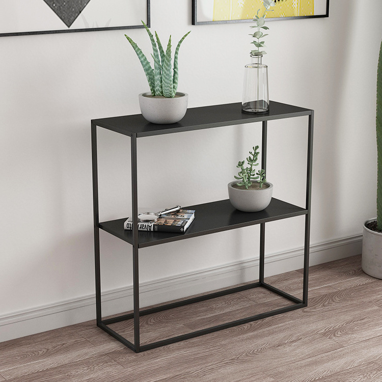 Entrance Hall Small Black Rectangular Narrow Living Room Entry Entryway Hallway Display Rack Shelf Console Table