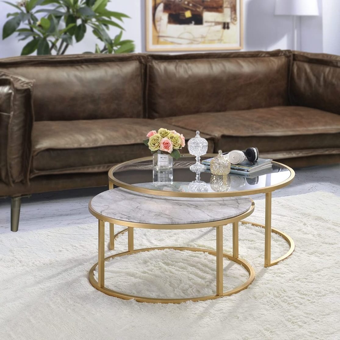 Living Room Furniture Metal Center Coffee table Modern luxury dining table Salon Glass coffee table