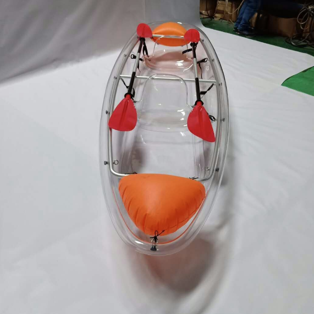 Customized Small Plastic Boat Transparent Polycarbonate Kayaks 1 or 2 Person Seat Boat Rowing Boat With High Quality