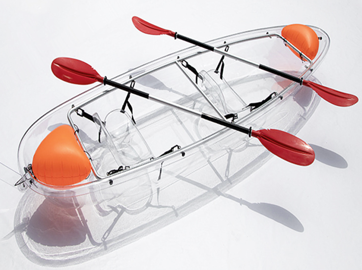 Customized Small Plastic Boat Transparent Polycarbonate Kayaks 1 or 2 Person Seat Boat Rowing Boat With High Quality