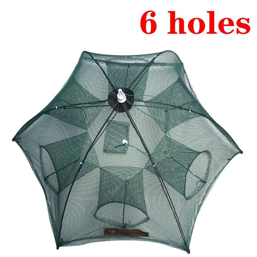 Portable Prawn Bait Crab Shrimp Net Drop Landing Fish Pier Harbour Pond Umbrella Shape Folding Fishing Nets