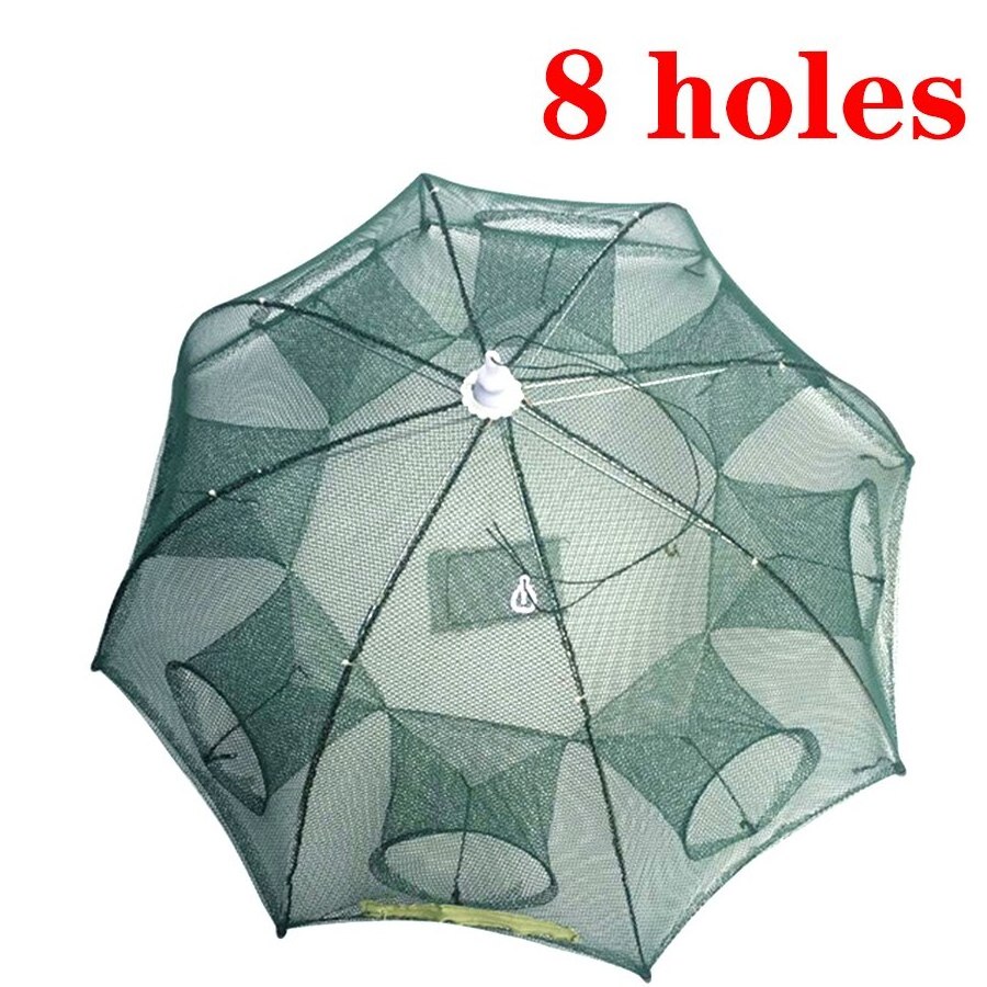 Portable Prawn Bait Crab Shrimp Net Drop Landing Fish Pier Harbour Pond Umbrella Shape Folding Fishing Nets