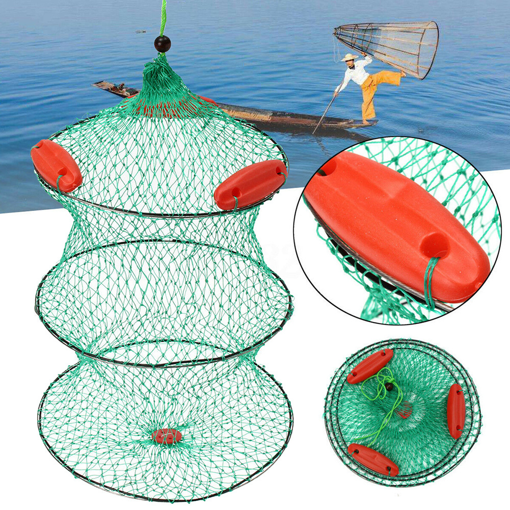 Foldable Fishing Nets Trap Drying Nylon-fishing-net Creels Cage Lobster Crab Trap Mesh PE Carton TX Support Monofilament 2cm 1m