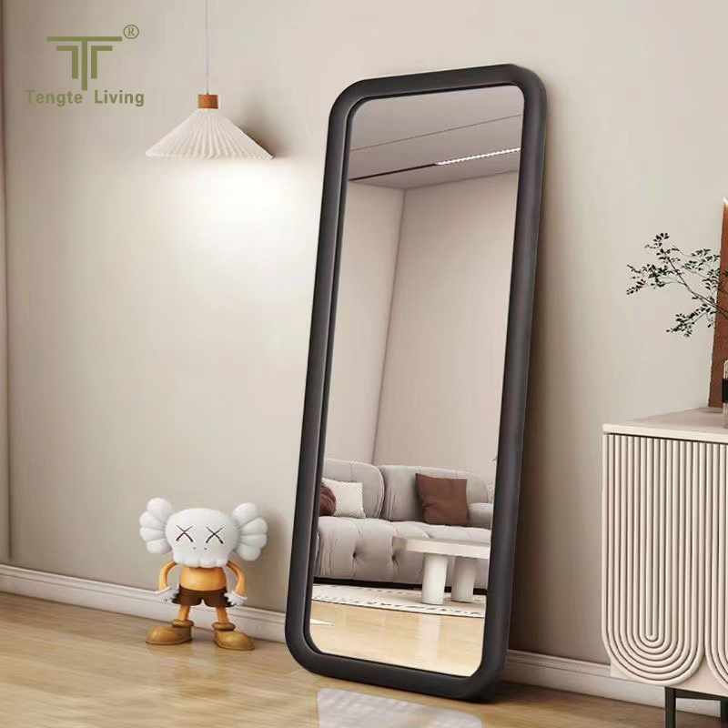 custom Modern Rectangular Velvet flannel Floor Decorative mirrors Large Glass Design Full-Length Wall Decor Mirror