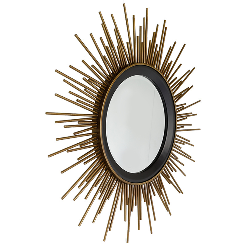 Hot Sale Sun-Shaped Nordic Style Gold Metal Wall Art Decoration Mirror For Home Living Room