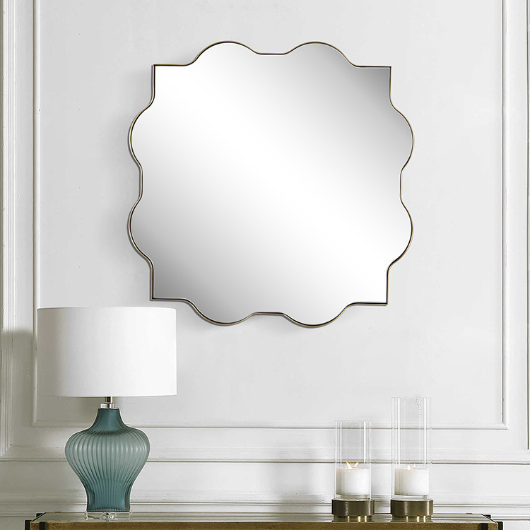 Irregular flower shaped metal framed mirror factory wall mirror decoration