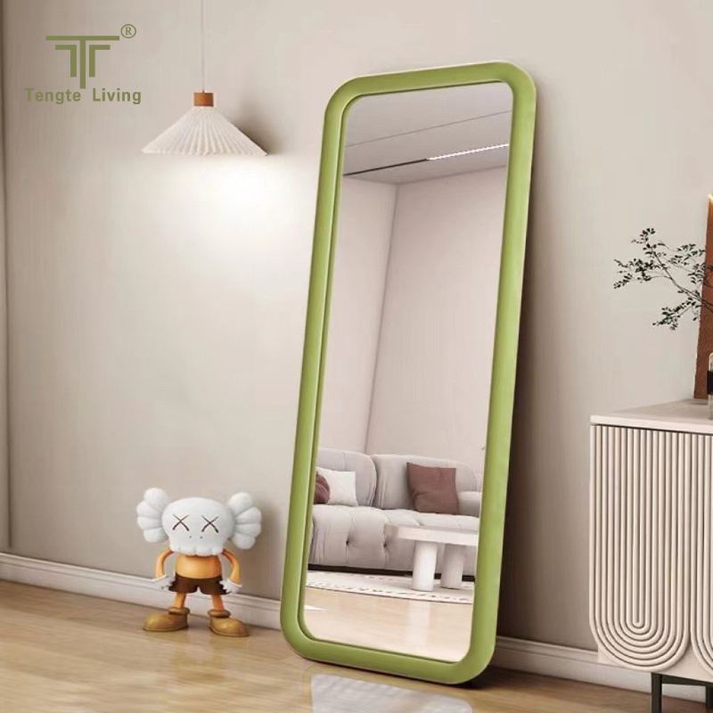 custom Modern Rectangular Velvet flannel Floor Decorative mirrors Large Glass Design Full-Length Wall Decor Mirror