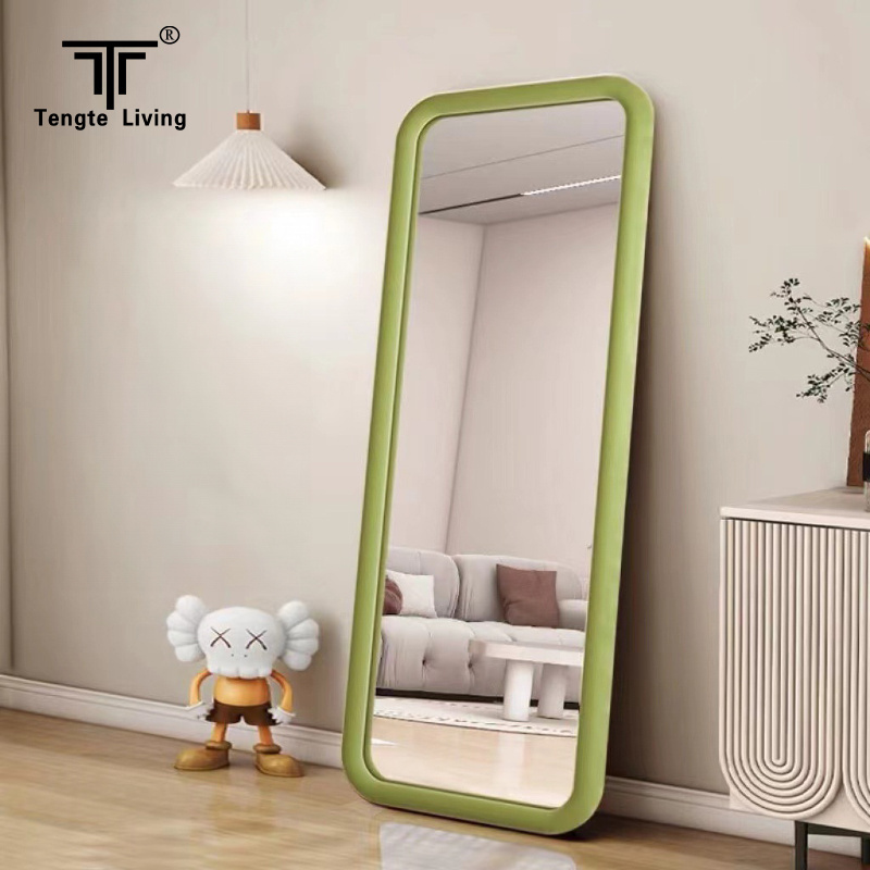 Wholesale Modern Large Glass Decorative Mirror Rectangular Floor Ceiling Velvet Flannel Full-Length Wall Decorative Mirror