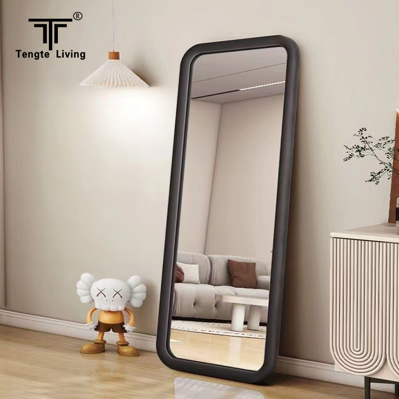 Wholesale Modern Large Glass Decorative Mirror Rectangular Floor Ceiling Velvet Flannel Full-Length Wall Decorative Mirror