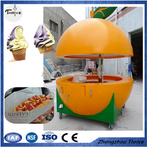 2016 Hot and popular orange shape beverage potato chips mobile vending food cart