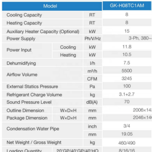 GK-H08TC1AM 8 ton Rooftop gree air conditioner package unit with heat pump  Household and Light Commercial  Air Conditioner