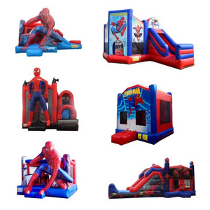 Pvc Commercial Toddler Cartoon Inflatable Spider Man Bouncy Castle Combo Inflatable Spiderman Bounce House with Slide