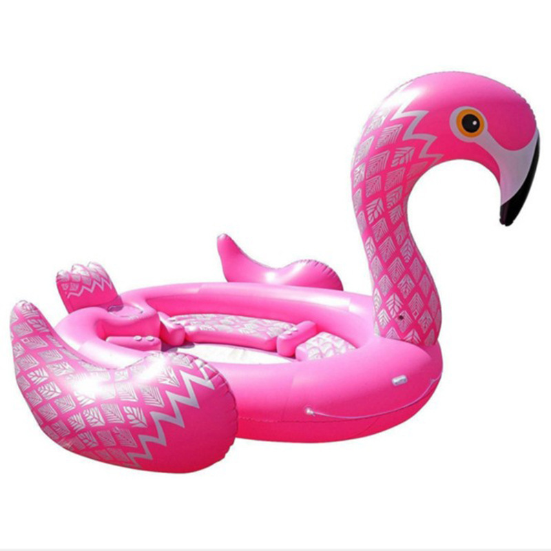 Giant Inflatable Flamingo Water Sports Equipment Inflatable Floating Canape Gonflable Floating Lounger Seats Island for 6 Person